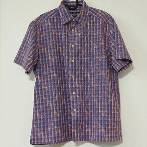 R&G Men's Short Sleeve Plaid Shirt 100% Cotton Size L